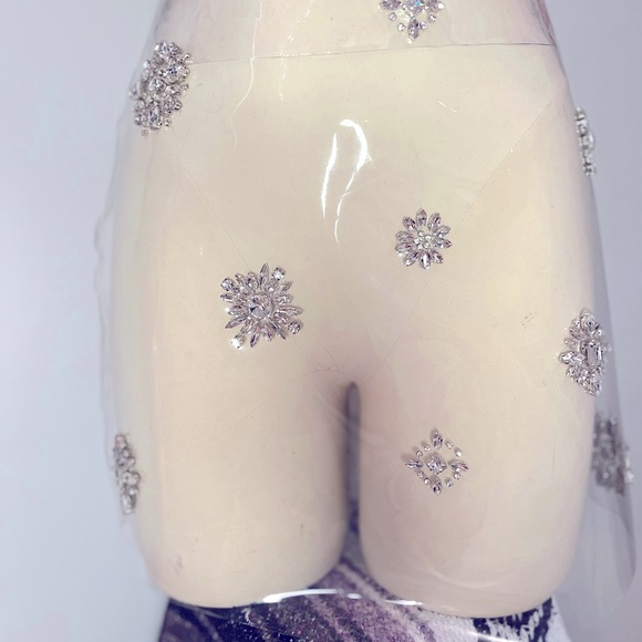 AREA.NYC clear vinyl skirt with crystal embellishments. Size small. High waist. - Picture 2 of 4